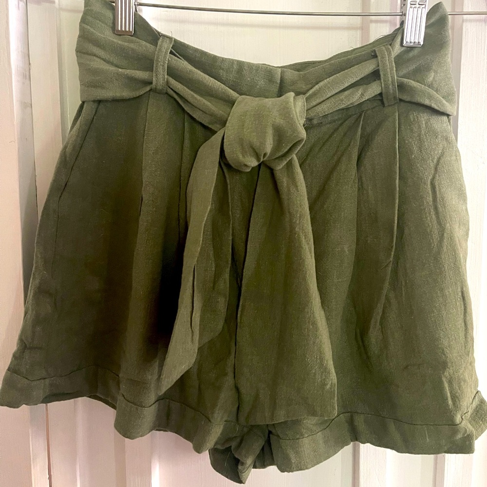 ASOS linen tie shorts with pockets